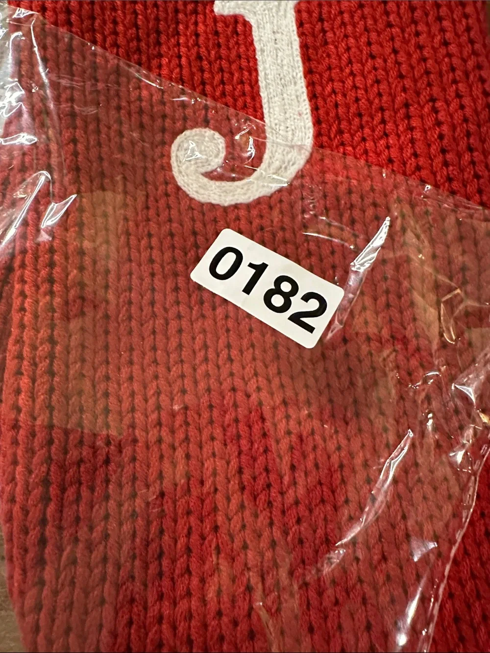 Target Wondershop Red Knit Monogram J Christmas Stocking NWT 17 inches
